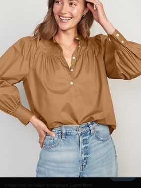 Old Navy Women's Smocked Yoke Popover Blouse - Brown
